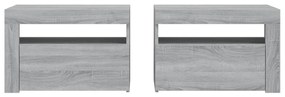 2 db szürke sonoma színű éjjeliszekrény LED-ekkel 60x35x40 cm