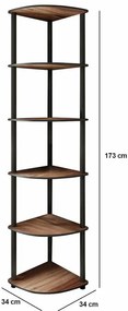 Corner Walnut polcállvány, 6 polcok, M