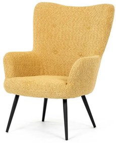 Füles fotel sárga bouclé szövettel. AK-W1206 YEL2