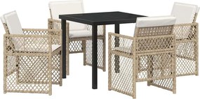 vidaXL Kert étkező szett 5 pcs Bézs polirattan
