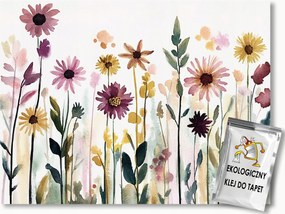 Fotótapéta Flizelina Akvarell Kert Rét Színes Virágok 200x140 ragasztó