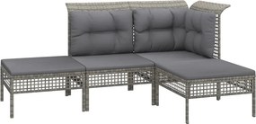 vidaXL 4 részes szürke polyrattan kerti ülőgarnitúra párnákkal