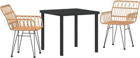 vidaXL Kert étkező szett 3 pcs Barna Porszórt acél