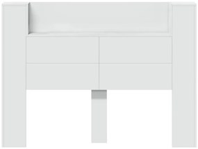 Fejtámla LED -es lámpákkal Fehér 140 x 16,5 x 103,5 cm Faanyag