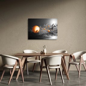 Narancssárga absztrakt gömbök képe (üvegen) (70x50 cm)