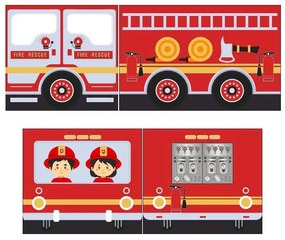 Gyerek függöny ágyhoz 4 db-os 195x75 cm Fire Truck – Vipack