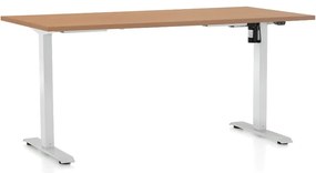 Állítható magasságú asztal OfficeTech A, 160 x 80 cm, fehér alap, bükkfa