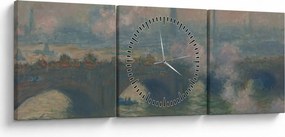 Kép - Claude Monet, Waterloo Bridge, Gray Day, reprodukciók (órával) (90x30 cm)