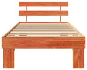 Ágykeret Fejtámlával Gyantázott barna 90x200 cm Tömör Fa Fenyő