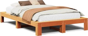 vidaXL viaszbarna tömör fenyőfa ágy matrac nélkül 120 x 190 cm
