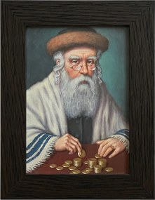 Vászonkép 22x17 Pénzszámláló Zsidó Wenge Keret Ajándék