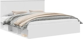 vidaXL Ágykeret fejtámlával Fehér 200 x 200 cm Tömör fenyőfa