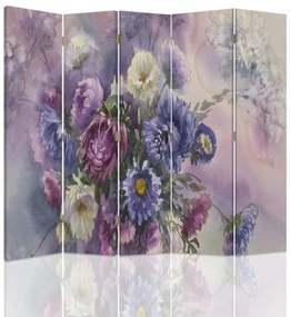 Gario Paraván Lila virágcsokorral Méret: 180 x 170 cm, Kivitelezés: Klasszikus paraván