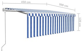 kék és fehér automata napellenző redőnnyel 4,5 x 3 m