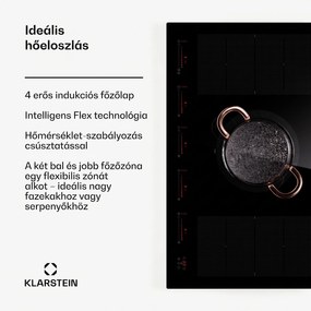 Klarstein Masterzone 90 Flex, indukciós főzőlap, max. 12 600 W, beépített, 5 zóna, 2 Flex zóna, ThermoBoost technológia, Smart Flex