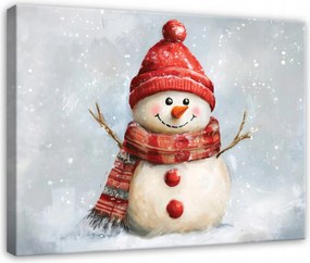 Téli Vászonkép Hóember Tél A Nappali Hálószobájába 120x80