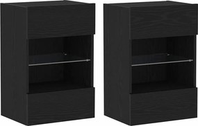 vidaXL TV szekrény garnitúra 2 pcs Fekete 40 x 30 x 60,5 cm Faanyag