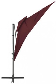 bordó dupla tetejű konzolos napernyő 250 x 250 cm