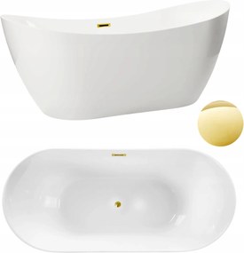 Aquauno Szabadonálló Kád 170x72 cm Arany Tükör Dugó És Túlfolyó