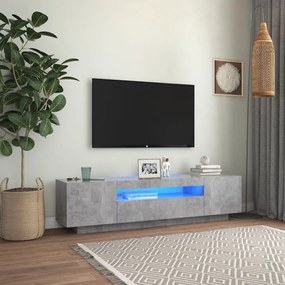 Betonszürke TV-szekrény LED-lámpákkal 160 x 35 x 40 cm