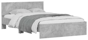 betonszürke ágykeret fejtámlával és LED-del 135x190 cm