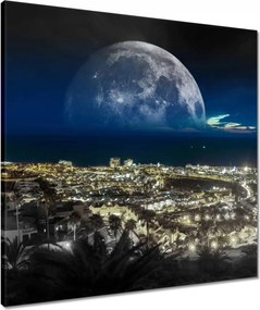 Vászonkép 60x60 Hold a város felett Éjszaka