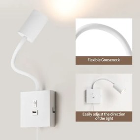 Immax 08296L - Fali lámpa USB-csatlakozóval PUNTO 1xGU10/9W/230V fehér