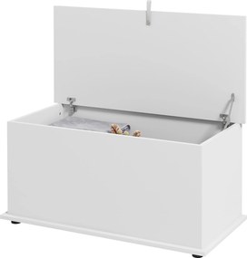 HOMCOM Tároló Pad, Többcélú Pad Biztonsági Zsanérokkal, Fából készült Cipőpad Tetővel Előszobába, Közlekedőbe, Hálószobába, Nappaliba, 80x40x40cm, Feh