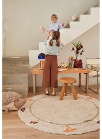 Bézs mosható kézi szövésű pamut gyerek szőnyeg ø140 cm Chanterelle – Lorena Canals