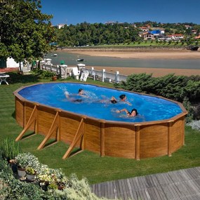 GRE WOOD 730 x 375 x 120 cm ovális merevfalú medence