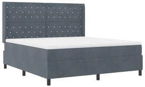 Boxspring Ágy Mattal Sötétszürke 180x200 cm Bársony