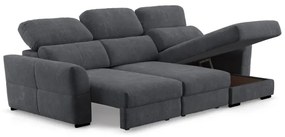 Univerzális, kihúzható háromüléses sarokkanapé tárolóval TRENTO antracit