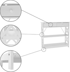 Konzolasztal, fehér, LOMIR