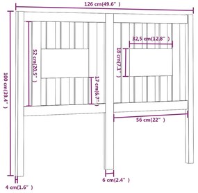 fehér tömör fenyőfa fejtámla 126 x 4 x 100 cm