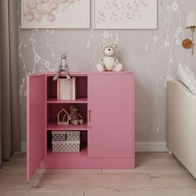 Alacsony fém irattartó szekrény BEATA, 900 x 930 x 400 mm, Fresh Style: púderrózsaszín