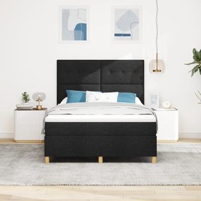 Boxspring Ágy Mattress &amp; LED Fekete 140x200 cm Szövet