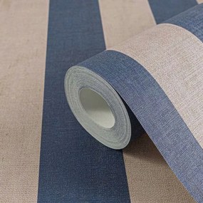 Fali tapéta bézs-kék csíkos vinil csíkos 10 m