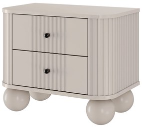Vesper éjjeliszekrény készlet 56 cm - kasmír / fekete fogantyúk / gömb alakú lábak
