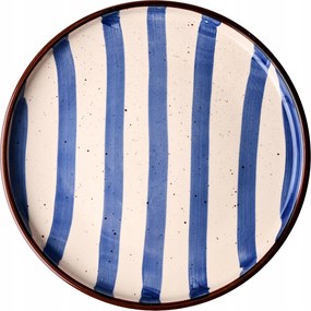 Csíkos Desszertes Tányér 20cm Kerámia Tányér Sütemény