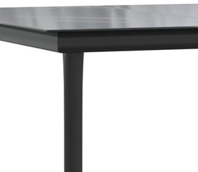 3 részes fekete polyrattan kerti étkezőgarnitúra párnákkal