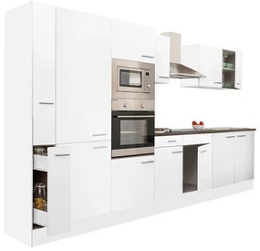 Yorki 360 konyhabútor fehér korpusz,selyemfényű fehér fronttal polcos szekrénnyel