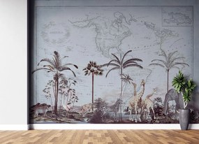 Gario Fotótapéta Régi térkép és Savannah - Andrea Haase Anyag: Vlies, Méret: 200 x 140 cm