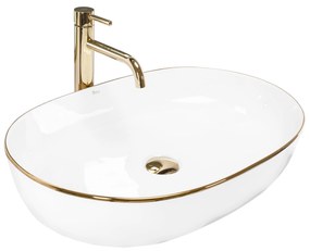 Rea Cleo Gold Edge, asztali mosogató 61x41 cm, fehér-arany él, REA-U6211