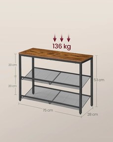 VASAGLE cipőtartó állvány 8x75x53cm, barna–tintafekete