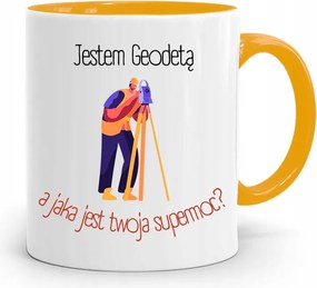 Sárga Bögre Földmérőnek Földmérő Vagyok Ajándék fényképes nyomattal