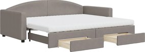 vidaXL tópszínű kihúzható szövet heverő fiókokkal 90 x 200 cm