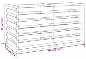 lécezett komposztáló impregnált fenyőfából 180x90x90 cm