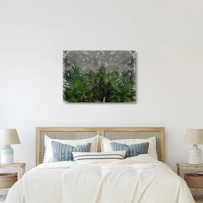 Kép - Betonfal növényekkel (üvegen) (70x50 cm)