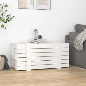 fehér tömör fenyőfa tárolóláda 91 x 40,5 x 42 cm