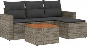 vidaXL 5 részes szürke polyrattan kerti ülőgarnitúra párnákkal